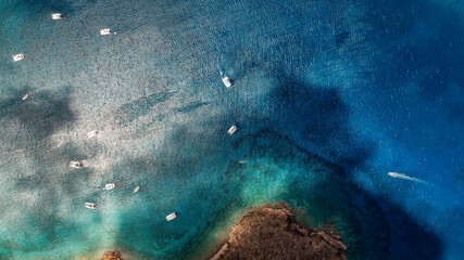 High Altitude Aerial View of Boats and Clear Blue Waters in British Virgin Islands