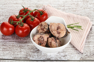 Pieces of canned tuna fish