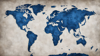 A blue world map illustration, world trade, ocean protection, world logistics, abstract background