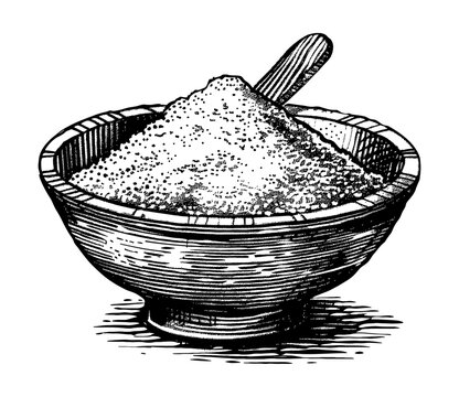 recommend clip art: bowl powder spice engraving black and white outline