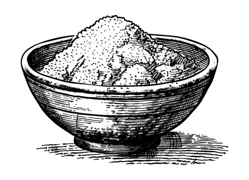 recommend clip art: bowl powder spice engraving black and white outline