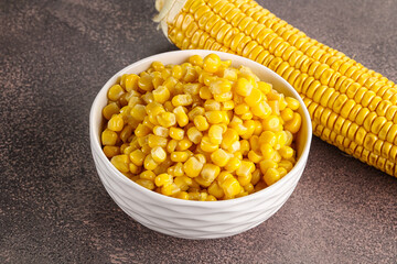 Marinated corn in the bowl