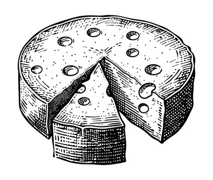 recommend clip art: wheel cheese engraving black and white outline