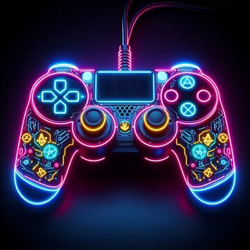 Neon video game controller