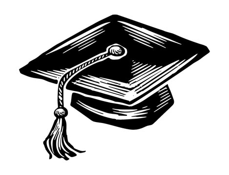 recommend clip art: graduation hat engraving black and white outline