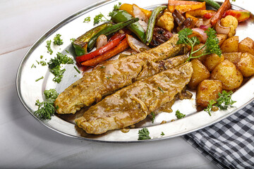 Roasted shark steak with garnish