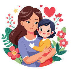 heartwarming vector illustration celebrating Mother's Day, featuring a mother and child sharing a special moment together