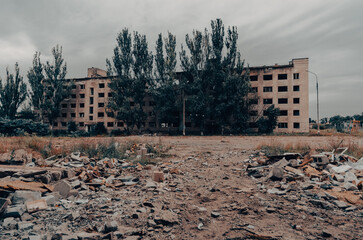inside a destroyed school in Ukraine