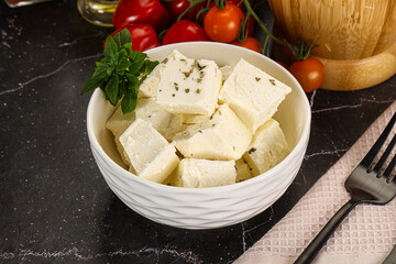Greek traditional Feta cheese cubes