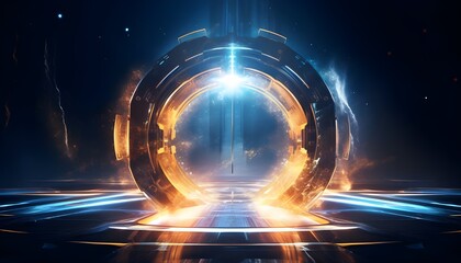 Abstract innovation space travel successful business. Future disruption strategy for time and space travel portal gateway