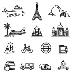 vacation icon, travel icon, beach icon, summer icon, airplane icon, tourism icon, nature icon, mountain icon, tour icon, travel destinations icon, transportation icon, transport icon, weather icon, lu