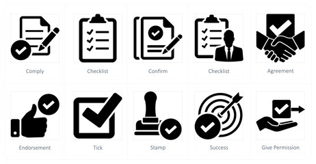 A set of 10 checkmark icons as comply, checklist, confirm