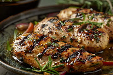 grilled chicken breast with spice - obrazy, fototapety, plakaty