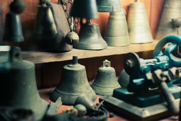 Antique bronze bells from the Middle East - obrazy, fototapety, plakaty