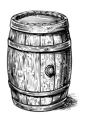 wood barrel engraving black and white outline