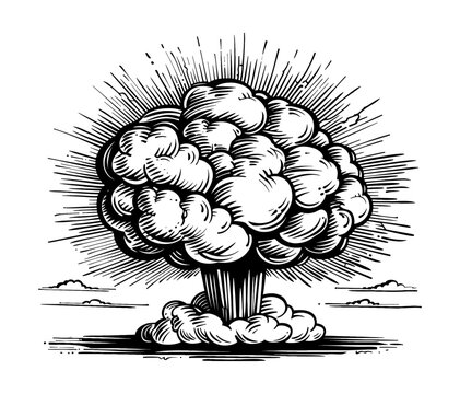 recommend clip art: explosion cloud engraving black and white outline