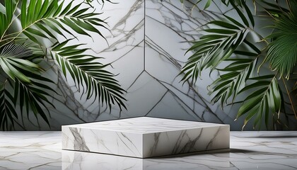 Cosmetic Product Presentation: Marble Stone Texture on Beauty Podium