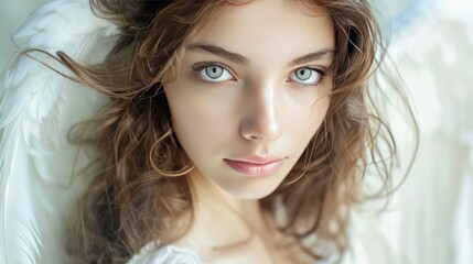 Close Up of a Woman With Blue Eyes - obrazy, fototapety, plakaty