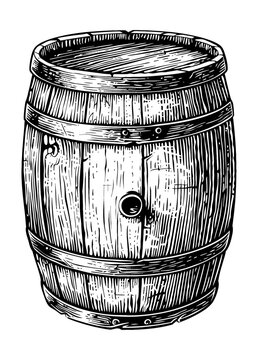 recommend clip art: wood barrel engraving black and white outline