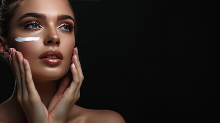 Woman Applying Cream on Her Face