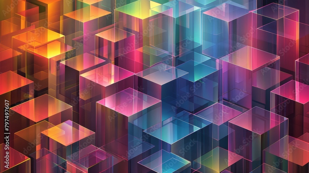 Aufkleber geometric patterns: a 3d vector illustration of a geometric pattern with transparent shapes