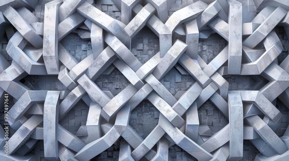 Aufkleber geometric patterns: a 3d vector illustration of a geometric pattern with intricate interlocking shap