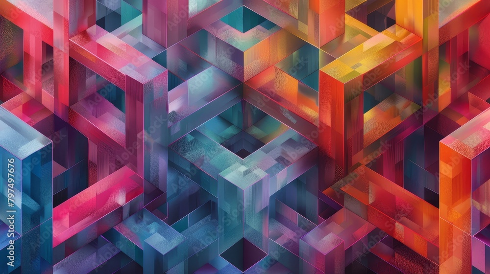 Aufkleber geometric patterns: a 3d vector illustration of geometric shapes arranged in a repetitive pattern