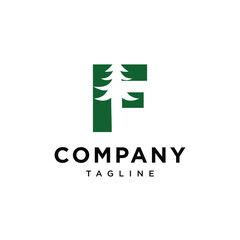 Letter F Pine Tree Logo icon vector template