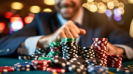 Man in a Suit Playing Poker