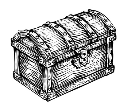 recommend clip art: treasure chest engraving black and white outline