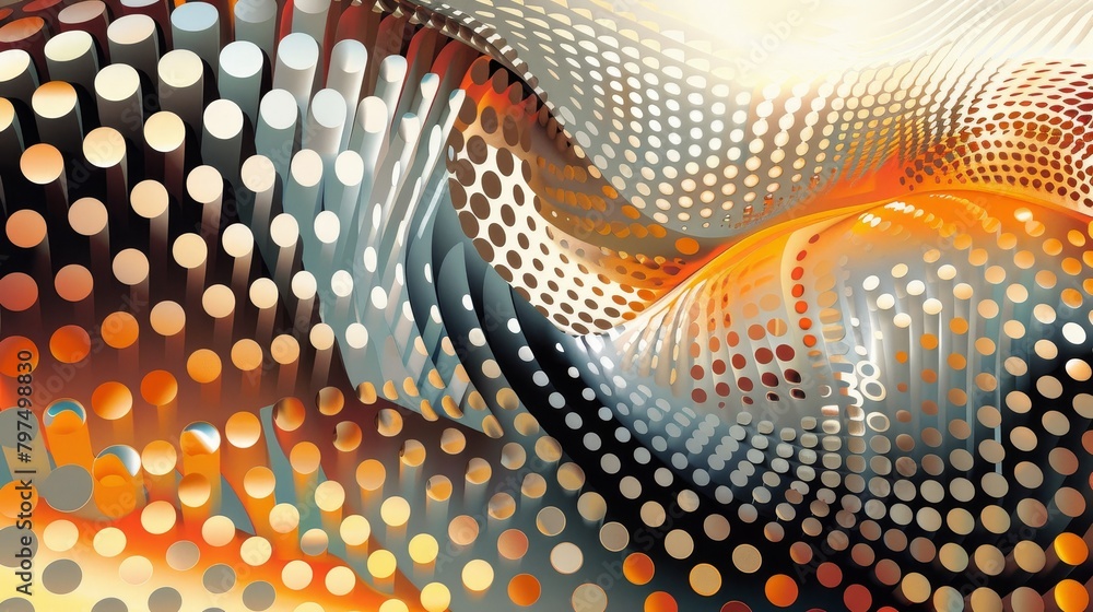 Aufkleber grid art: a vector illustration of an abstract artwork with a grid of circles, each varying in size 