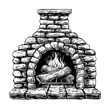 recommend clip art: fire place engraving black and white outline