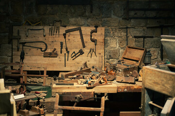 Middle Eastern carpenter's workshop and tools
