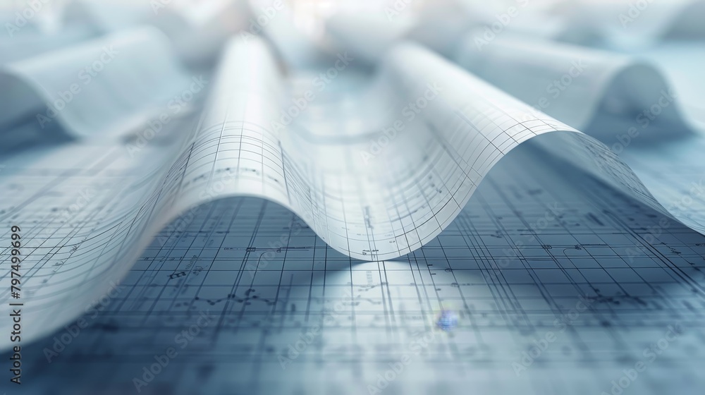 Poster grid lines: a close-up shot of an architects blueprint with visible grid lines