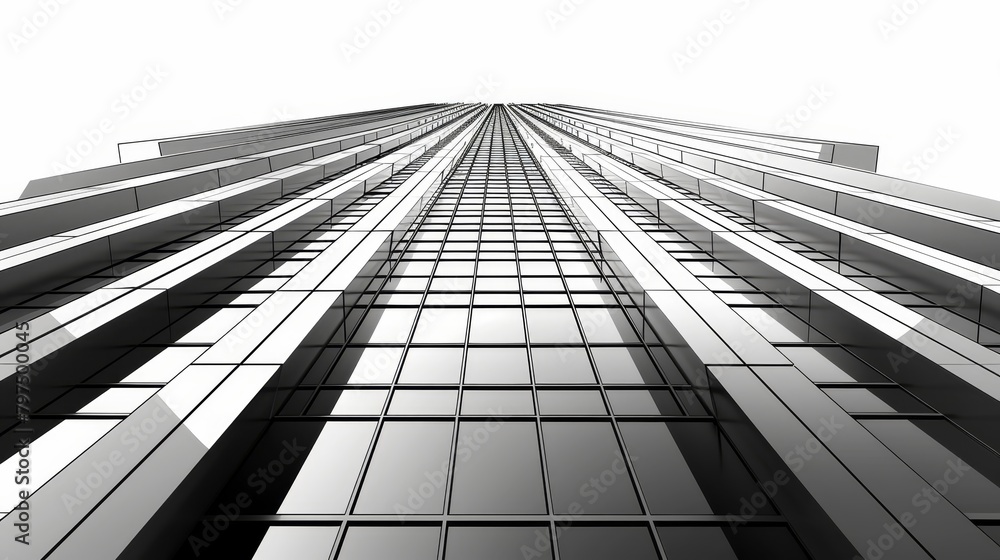 Poster grid structure: a 3d vector illustration of a detailed building facade with a grid pattern