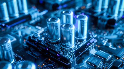 An intricate generic futuristic motherboard with high tech elements