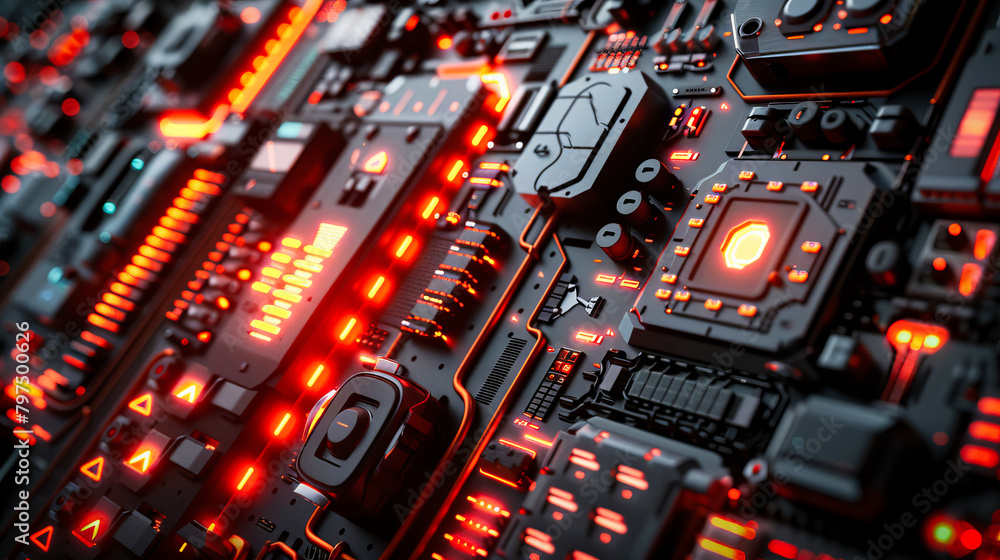 Poster a generic abstract high tech computer hardware closeup