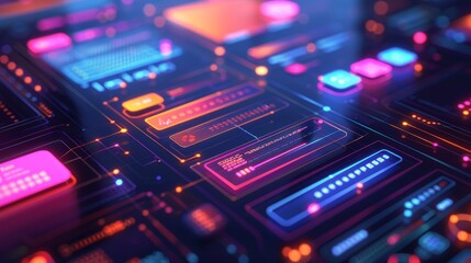 Fototapeta premium Grid System: A 3D vector illustration of a grid system applied to a mobile app interface