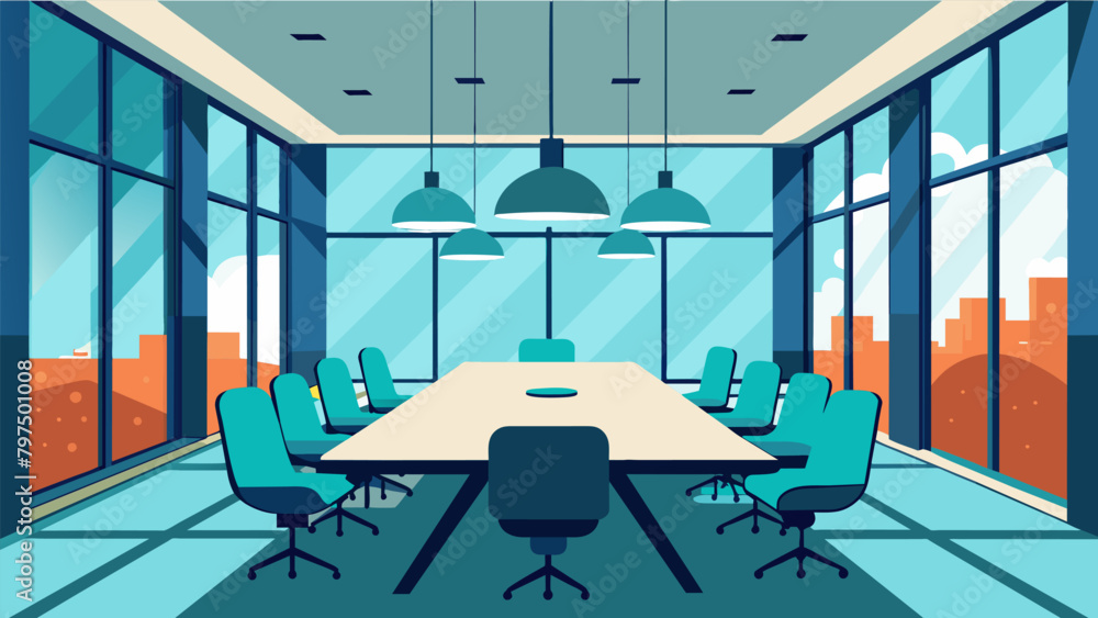 Poster a meeting room featuring large windows that allow natural light to flood in reducing the need for ar