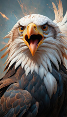 Fantasy Illustration of a wild eagle bird. Digital art style wallpaper background. - obrazy, fototapety, plakaty