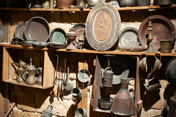 Antique kitchenware in a Middle Eastern home