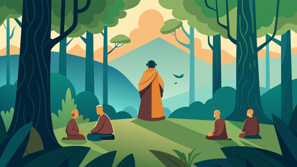 Imagine yourself in a peaceful forest surrounded by the rustle of leaves and the melodic chanting of distant monks..