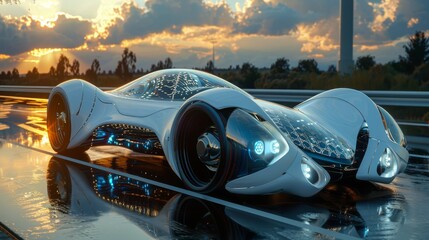 Innovative electric vehicle prototype embodying futuristic aesthetics