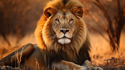 a picture majestic lion in its natural habitat, AI Generative