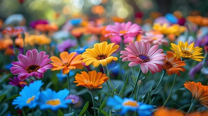 A garden filled with colorful marigold flowers, their vibrant hues symbolizing joy and celebration