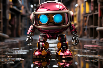 3d render of a robot in the factory - obrazy, fototapety, plakaty