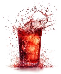 Photography a dynamic and visually captivating Code Red piece featuring a splash of your favorite drink on white background.