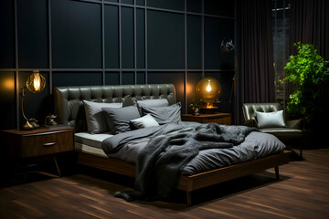 Luxury bedroom interior design. 3D render. Vintage style. - obrazy, fototapety, plakaty