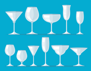 set of wine glass vector illustration	