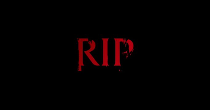 RIP & Rest in Peace Text Animation on Black Background - 4K Stock Video for Tribute & Memorials